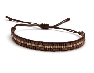 Ručne vyrobený náramok z trojitého riadku so sklenenými korálkami Boho Miyuki, ružová, čierna, modrá, so zipsom, darček