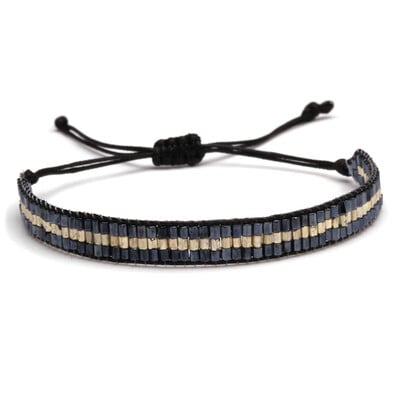 Ručne vyrobený náramok z trojitého riadku so sklenenými korálkami Boho Miyuki, ružová, čierna, modrá, so zipsom, darček