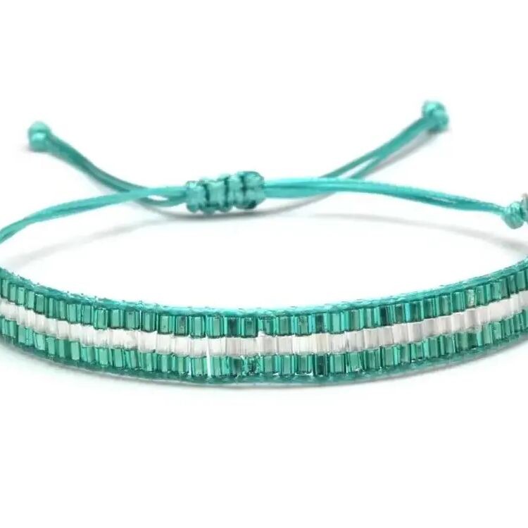 Ručne vyrobený náramok z trojitého riadku so sklenenými korálkami Boho Miyuki, ružová, čierna, modrá, so zipsom, darček