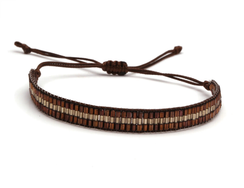 Ručne vyrobený náramok z trojitého riadku so sklenenými korálkami Boho Miyuki, ružová, čierna, modrá, so zipsom, darček
