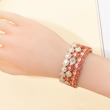 BEUTIFOR Alloy Happy Face Гривна за жени Crystal Beads Drip Oil Gold Color Bangle 2024 Модни бижута