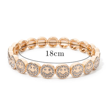 BEUTIFOR Alloy Happy Face Гривна за жени Crystal Beads Drip Oil Gold Color Bangle 2024 Модни бижута