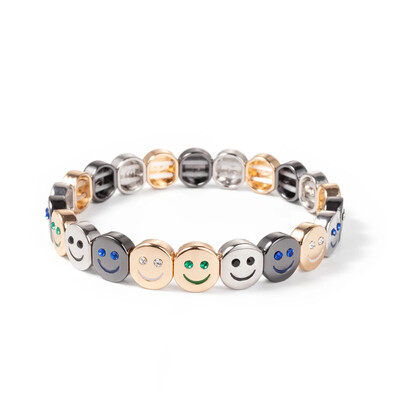 BEUTIFOR lydinio laimingo veido apyrankė moterims, krištoliniai karoliukai, lašinamas aliejus, aukso spalvos apyrankė 2024 m. madingi papuošalai