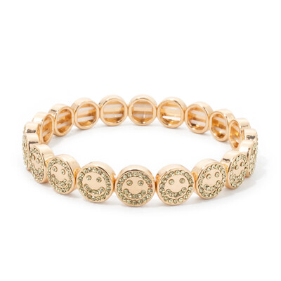 BEUTIFOR lydinio laimingo veido apyrankė moterims, krištoliniai karoliukai, lašinamas aliejus, aukso spalvos apyrankė 2024 m. madingi papuošalai