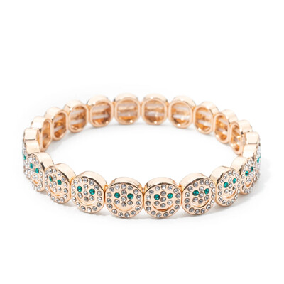 BEUTIFOR lydinio laimingo veido apyrankė moterims, krištoliniai karoliukai, lašinamas aliejus, aukso spalvos apyrankė 2024 m. madingi papuošalai