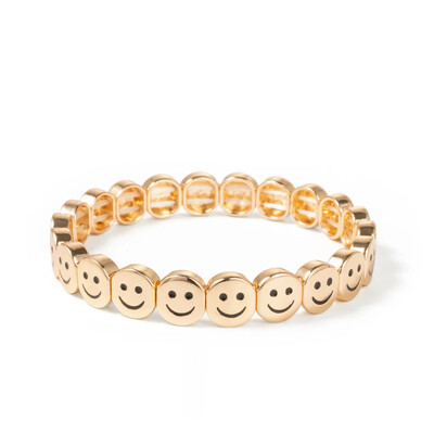 BEUTIFOR lydinio laimingo veido apyrankė moterims, krištoliniai karoliukai, lašinamas aliejus, aukso spalvos apyrankė 2024 m. madingi papuošalai