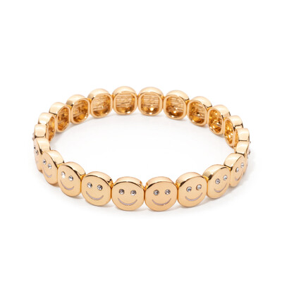 BEUTIFOR lydinio laimingo veido apyrankė moterims, krištoliniai karoliukai, lašinamas aliejus, aukso spalvos apyrankė 2024 m. madingi papuošalai