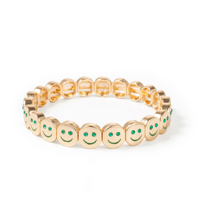 BEUTIFOR lydinio laimingo veido apyrankė moterims, krištoliniai karoliukai, lašinamas aliejus, aukso spalvos apyrankė 2024 m. madingi papuošalai