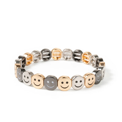 BEUTIFOR lydinio laimingo veido apyrankė moterims, krištoliniai karoliukai, lašinamas aliejus, aukso spalvos apyrankė 2024 m. madingi papuošalai