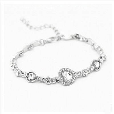 Najzgodnija ženska ženska narukvica s kristalnim kamenčićima Ocean Blue Narukvica Lanac Nakit u obliku srca Pokloni za zabave Narukvica u obliku srca breskve