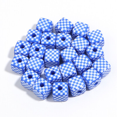 10 buc/lot mărgele pătrate de culoare acrilică cub de șah Margele distanțiere cu găuri mari pentru realizarea de bijuterii Brelocuri DIY Accesorii de jucărie pentru copii