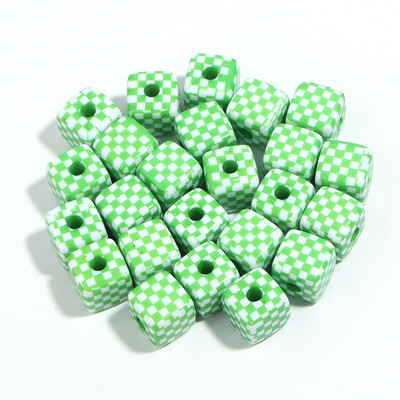 10 buc/lot mărgele pătrate de culoare acrilică cub de șah Margele distanțiere cu găuri mari pentru realizarea de bijuterii Brelocuri DIY Accesorii de jucărie pentru copii