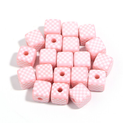 10 buc/lot mărgele pătrate de culoare acrilică cub de șah Margele distanțiere cu găuri mari pentru realizarea de bijuterii Brelocuri DIY Accesorii de jucărie pentru copii