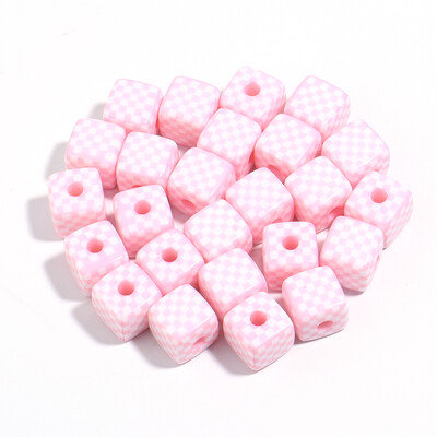 10 buc/lot mărgele pătrate de culoare acrilică cub de șah Margele distanțiere cu găuri mari pentru realizarea de bijuterii Brelocuri DIY Accesorii de jucărie pentru copii