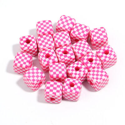 10 buc/lot mărgele pătrate de culoare acrilică cub de șah Margele distanțiere cu găuri mari pentru realizarea de bijuterii Brelocuri DIY Accesorii de jucărie pentru copii