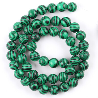 4-10 mm prírodné zelené malachitové okrúhle voľné korálky na výrobu šperkov, DIY náramok, náhrdelník, príslušenstvo, 15 palcov