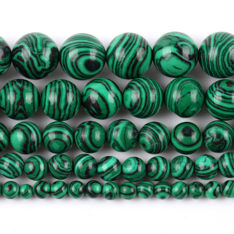 4-10 mm prírodné zelené malachitové okrúhle voľné korálky na výrobu šperkov, DIY náramok, náhrdelník, príslušenstvo, 15 palcov