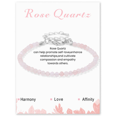 Βραχιόλι με φυσική πέτρα 3 χιλιοστών Βραχιόλια με αλυσίδα Amethysts Quartzs για γυναίκες Θεραπευτικό βραχιόλι Ρέικι με Δώρα κοσμημάτων με κάρτα