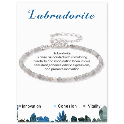 Βραχιόλι με φυσική πέτρα 3 χιλιοστών Βραχιόλια με αλυσίδα Amethysts Quartzs για γυναίκες Θεραπευτικό βραχιόλι Ρέικι με Δώρα κοσμημάτων με κάρτα