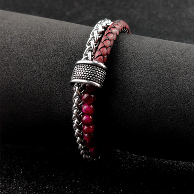 MingAo naujas pritaikytas vardo žavesio čakra vyrams Natūralaus akmens karoliukų apyrankės, padengtos auksine grandinėle, moteriška magnetinė kubietiška apyrankė