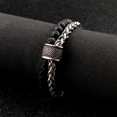 MingAo naujas pritaikytas vardo žavesio čakra vyrams Natūralaus akmens karoliukų apyrankės, padengtos auksine grandinėle, moteriška magnetinė kubietiška apyrankė