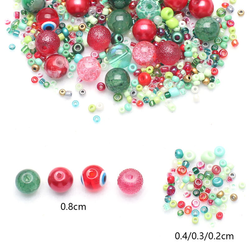 40g Zmiešané farby 2-3mm korálky 8mm krištáľové sklenené okrúhle voľné dištančné korálky na výrobu náramkov, príveskov, náhrdelníkov, remesiel, šperkov
