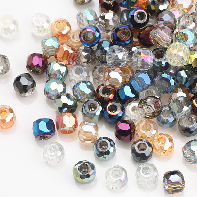 8/10/12/14mm, sticlă de cristal amestecată, mărgele cu găuri mari, distanțiere rotunde, artizanat pentru fabricarea de bijuterii DIY, accesorii pentru cercei agățați