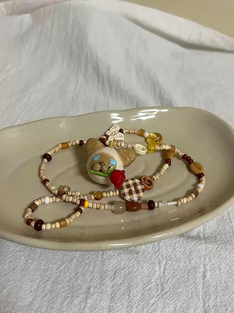 Mărgele de sticlă cehă Mărgele de cafea Mărgele libere Accesorii lucrate manual DIY