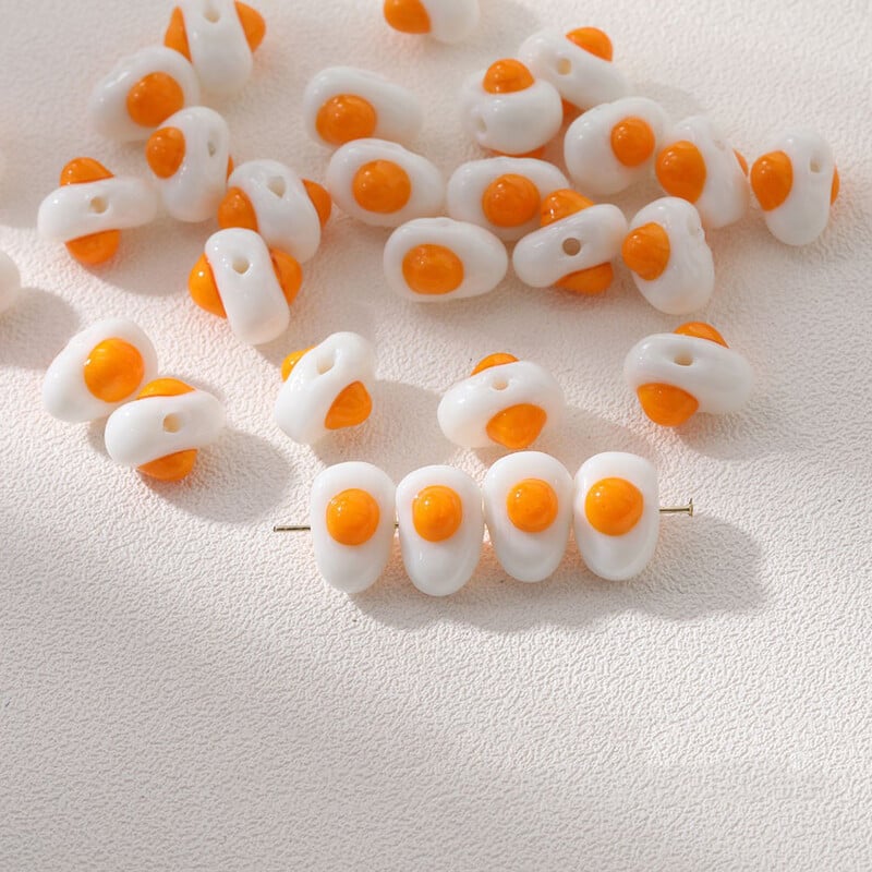 6 ks glazúrovaných sklenených korálok, vajíčko na mäkko, krásne korálky, DIY náramky, náušnice, šperky, príslušenstvo, materiál na výrobu.