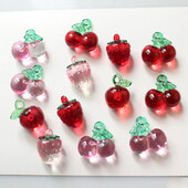 6 DB Mini Átlátszó Piros Rózsaszín Alma Eper Akril Bűbáj barkácsolás Fülbevaló Anyag Kiegészítők Ékszerkészítési Kellékek