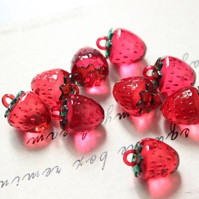 6 DB Mini Átlátszó Piros Rózsaszín Alma Eper Akril Bűbáj barkácsolás Fülbevaló Anyag Kiegészítők Ékszerkészítési Kellékek