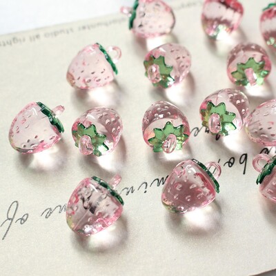 6 DB Mini Átlátszó Piros Rózsaszín Alma Eper Akril Bűbáj barkácsolás Fülbevaló Anyag Kiegészítők Ékszerkészítési Kellékek