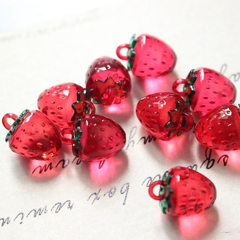 6 DB Mini Átlátszó Piros Rózsaszín Alma Eper Akril Bűbáj barkácsolás Fülbevaló Anyag Kiegészítők Ékszerkészítési Kellékek