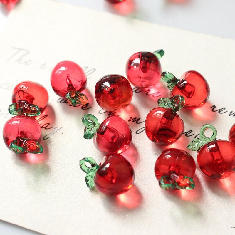 6 DB Mini Átlátszó Piros Rózsaszín Alma Eper Akril Bűbáj barkácsolás Fülbevaló Anyag Kiegészítők Ékszerkészítési Kellékek
