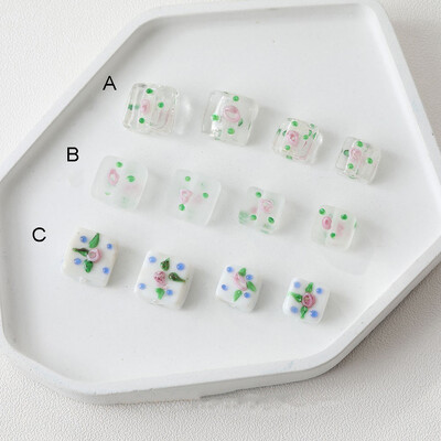 8 ΤΕΜ τετράγωνο λούστρο γυάλινες χάντρες παγωμένο λευκό DIY κολιέ βραχιόλι Κοσμήματα Υλικά Αξεσουάρ Προμήθειες κατασκευής