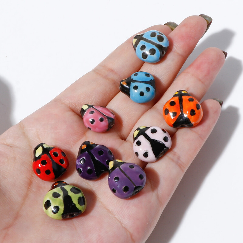2 buc. margele ceramice insecte gărgăriță animal multicolor pictate mărgele distanțare vrac DIY realizarea colierului bijuterii femei aproximativ 16mmx16mm