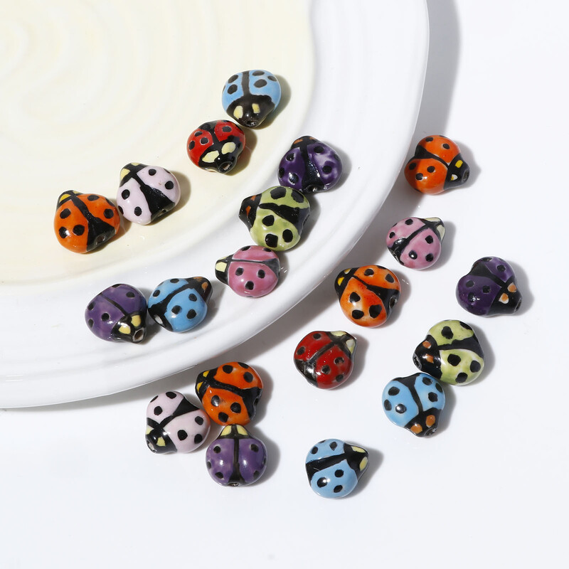 2 buc. margele ceramice insecte gărgăriță animal multicolor pictate mărgele distanțare vrac DIY realizarea colierului bijuterii femei aproximativ 16mmx16mm