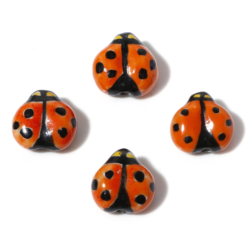 2 buc. margele ceramice insecte gărgăriță animal multicolor pictate mărgele distanțare vrac DIY realizarea colierului bijuterii femei aproximativ 16mmx16mm