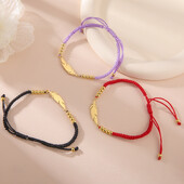 Kkjoy Trendy από ανοξείδωτο ατσάλι Χρυσό Χρώμα Κόκκινο Μωβ Μαύρο Πλεκτό Κορδόνι με φτερά Βραχιόλια Γυναικεία Δώρο Γυναικεία Κοσμήματα σε στυλ παραλίας