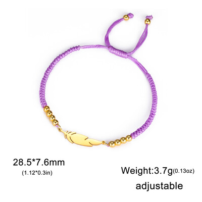 Kkjoy Trendy από ανοξείδωτο ατσάλι Χρυσό Χρώμα Κόκκινο Μωβ Μαύρο Πλεκτό Κορδόνι με φτερά Βραχιόλια Γυναικεία Δώρο Γυναικεία Κοσμήματα σε στυλ παραλίας