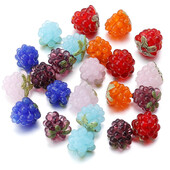 Malinové korálky Lampwork 2 ks/sada ovocných sklenených korálok na prívesky, prívesok, náhrdelník, náramok, výroba svojpomocne, doprava zdarma
