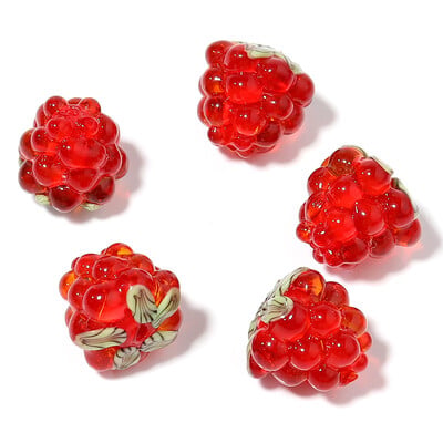 Malinové korálky Lampwork 2 ks/sada ovocných sklenených korálok na prívesky, prívesok, náhrdelník, náramok, výroba svojpomocne, doprava zdarma