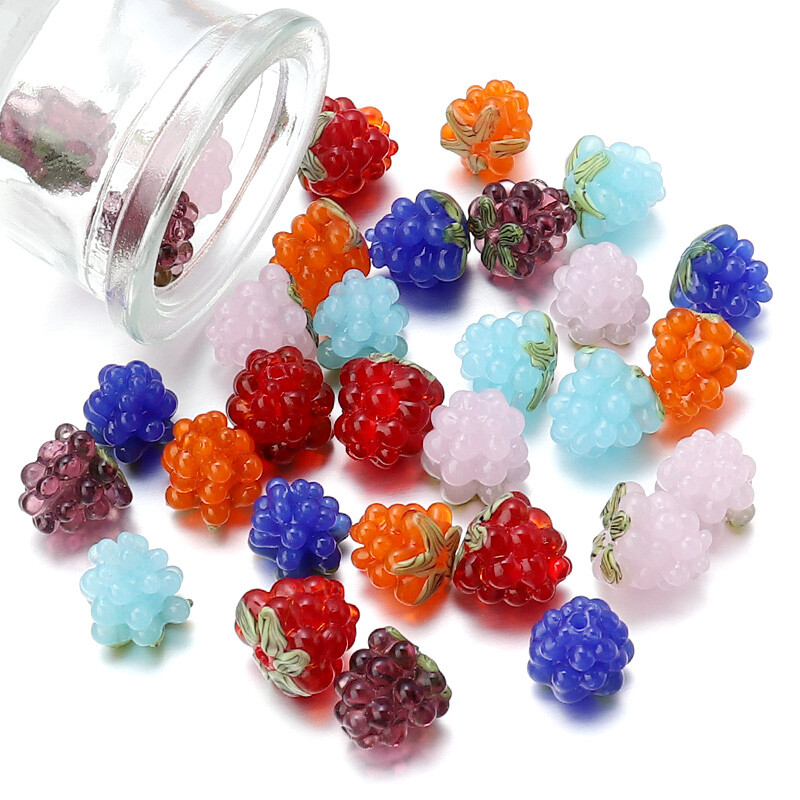 Malinové korálky Lampwork 2 ks/sada ovocných sklenených korálok na prívesky, prívesok, náhrdelník, náramok, výroba svojpomocne, doprava zdarma