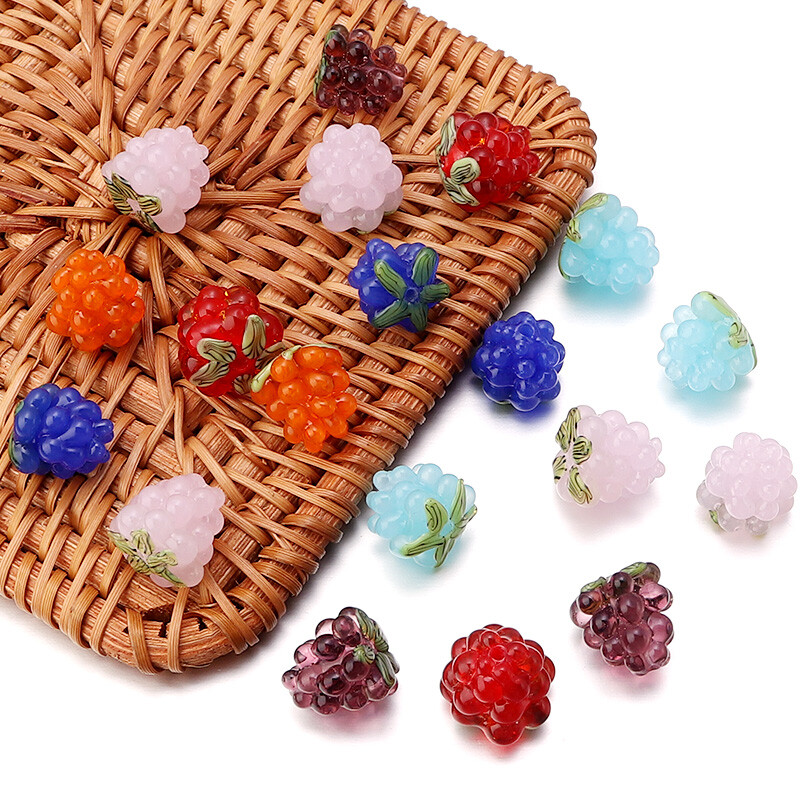 Malinové korálky Lampwork 2 ks/sada ovocných sklenených korálok na prívesky, prívesok, náhrdelník, náramok, výroba svojpomocne, doprava zdarma