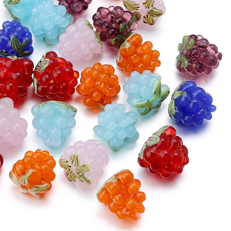 Malinové korálky Lampwork 2 ks/sada ovocných sklenených korálok na prívesky, prívesok, náhrdelník, náramok, výroba svojpomocne, doprava zdarma
