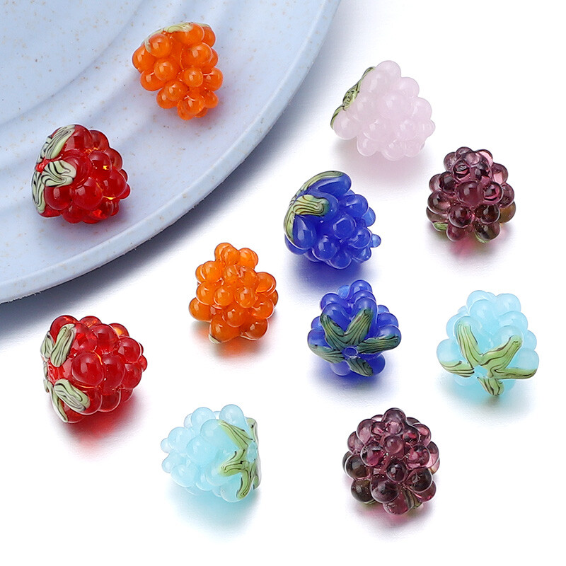 Malinové korálky Lampwork 2 ks/sada ovocných sklenených korálok na prívesky, prívesok, náhrdelník, náramok, výroba svojpomocne, doprava zdarma