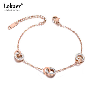 Lokaer titāna nerūsējošā tērauda baltā māla apļveida šarmu rokassprādzes sievietēm meitenēm, apzeltītas ķēdes saites rokassprādzes rotaslietas B19112