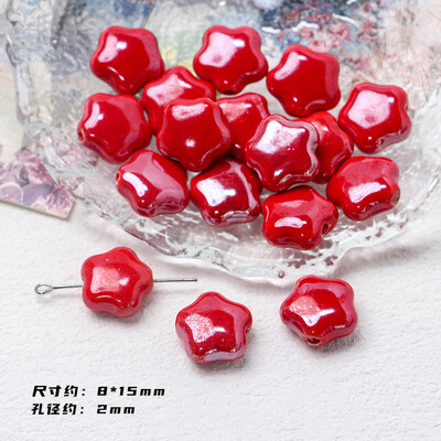 Mărgele ceramice din seria Roșu Foc Accesorii pentru bijuterii cu margele libere