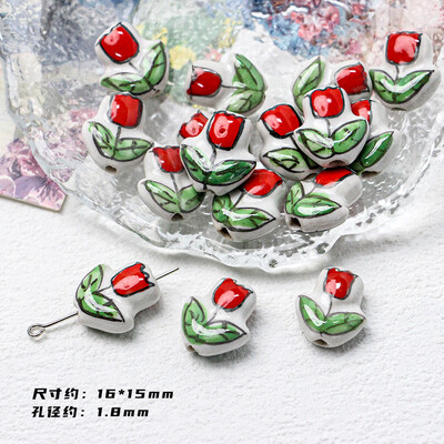 Mărgele ceramice din seria Roșu Foc Accesorii pentru bijuterii cu margele libere