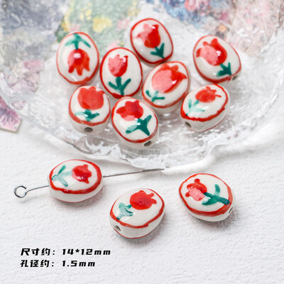 Mărgele ceramice din seria Roșu Foc Accesorii pentru bijuterii cu margele libere